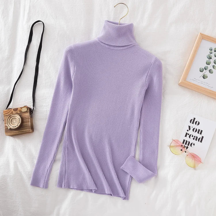Turtleneck Sweater Knitted Soft Pullovers Cashmere Jumpers Basic