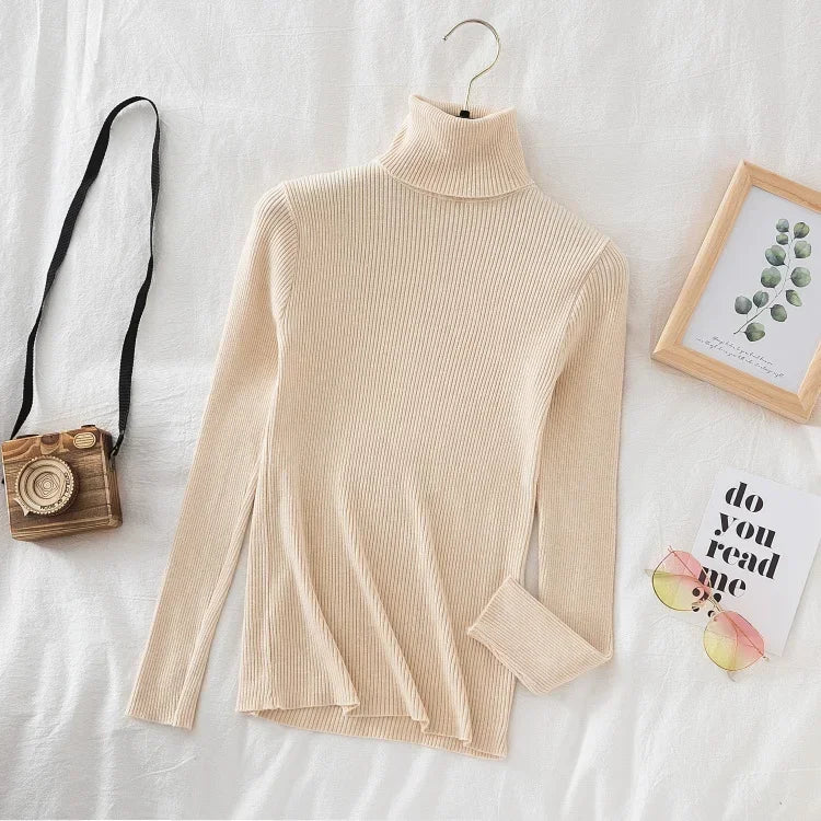Turtleneck Sweater Knitted Soft Pullovers Cashmere Jumpers Basic