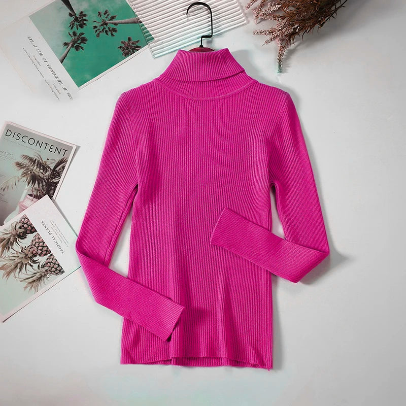 Turtleneck Sweater Knitted Soft Pullovers Cashmere Jumpers Basic