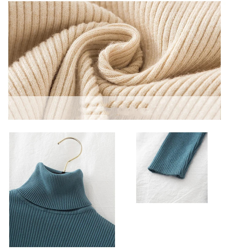 Turtleneck Sweater Knitted Soft Pullovers Cashmere Jumpers Basic