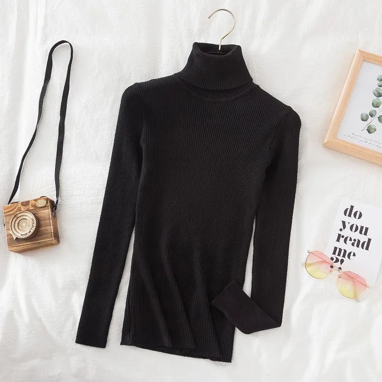 Turtleneck Sweater Knitted Soft Pullovers Cashmere Jumpers Basic