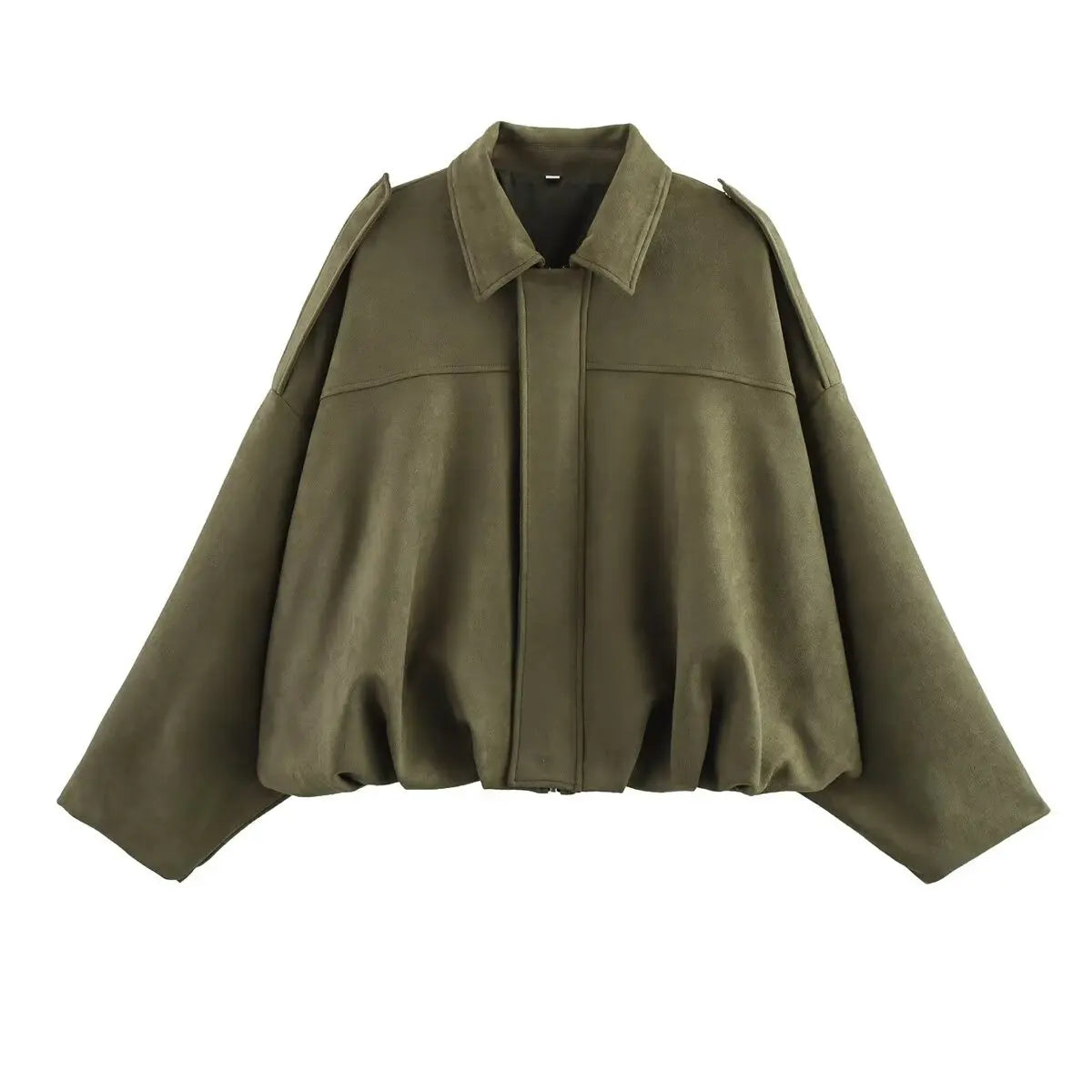 Women Suede Bomber Jacket Spring Long Sleeve