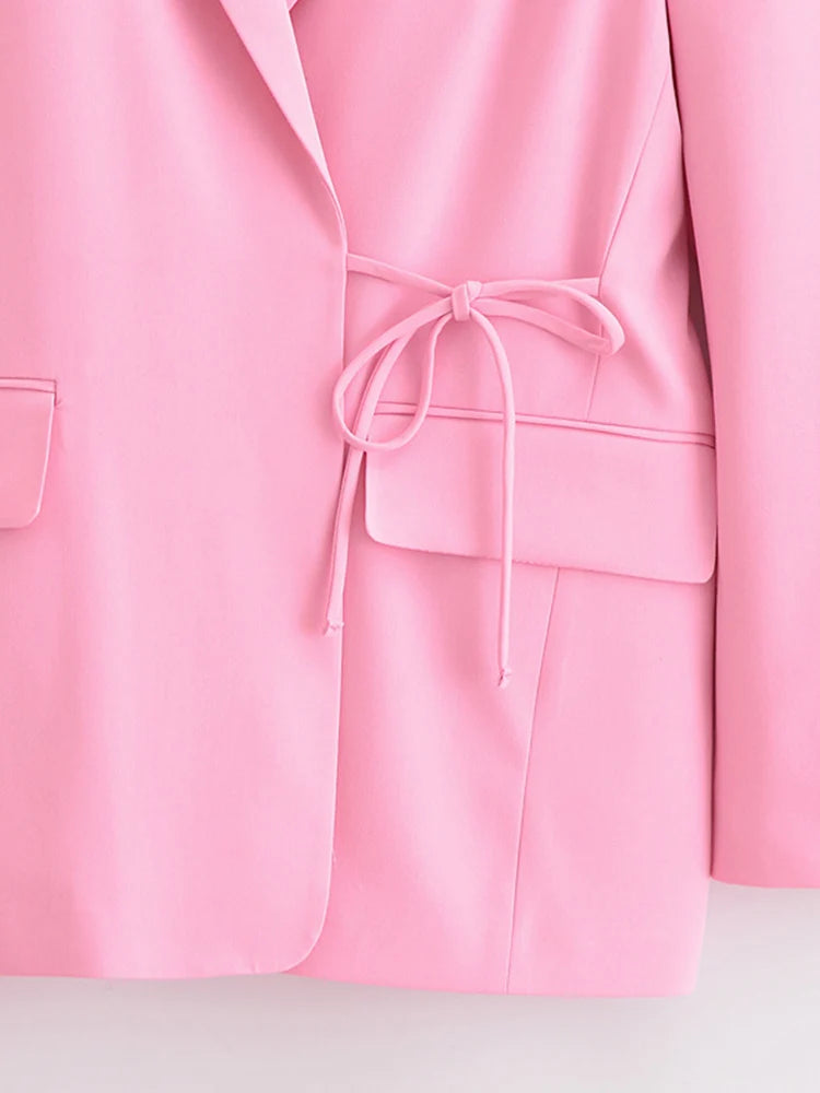 Women Summer Pant Suits Casual Solid Blazers Coats and Trousers Female