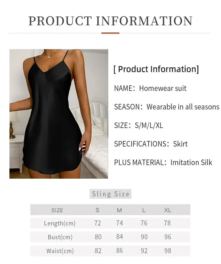 Valentine's Day sexy backless ice silk slip dress summer pajamas
