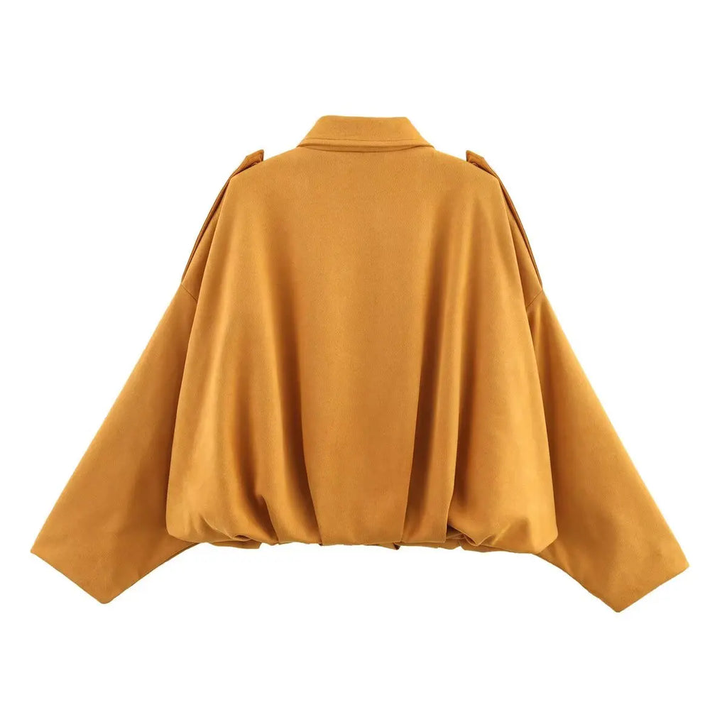 Women Suede Bomber Jacket Spring Long Sleeve
