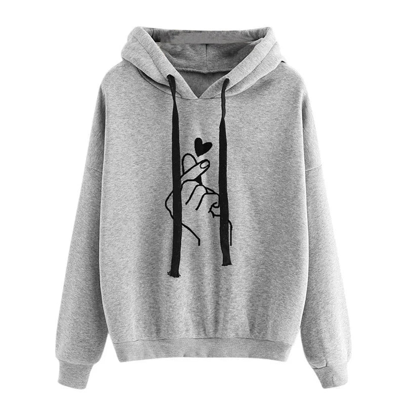 Hoodie Finger Heart Hooded Korean Sweatshirts