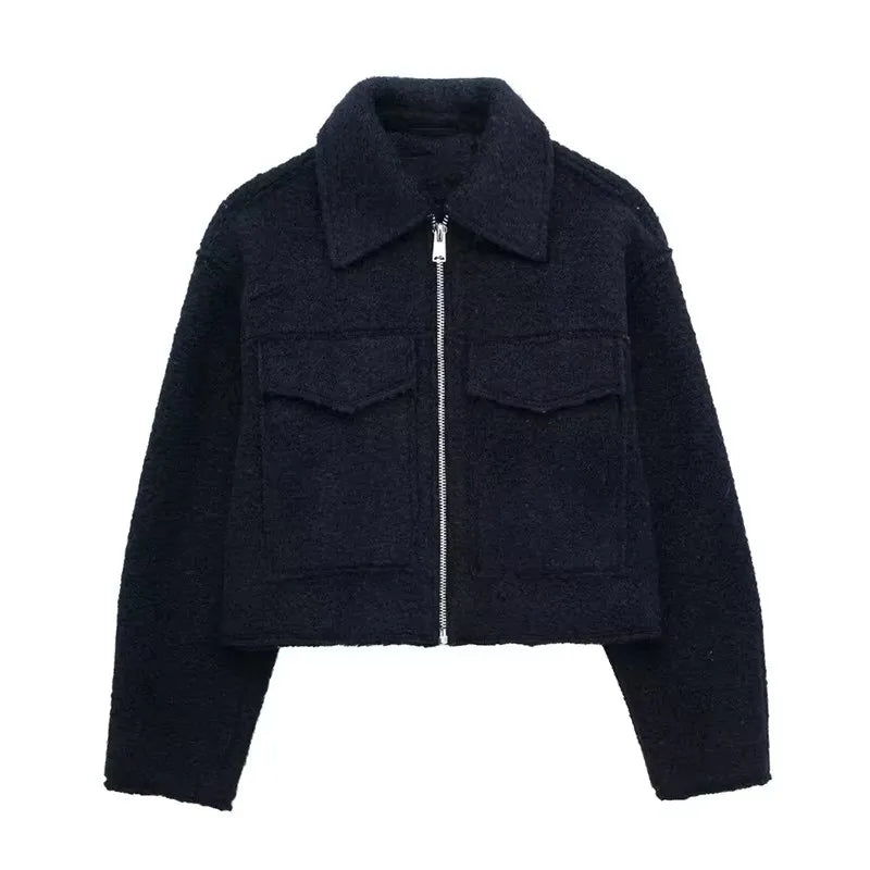 Jackets Vintage Lapel Neck Long Sleeves Female Outfits