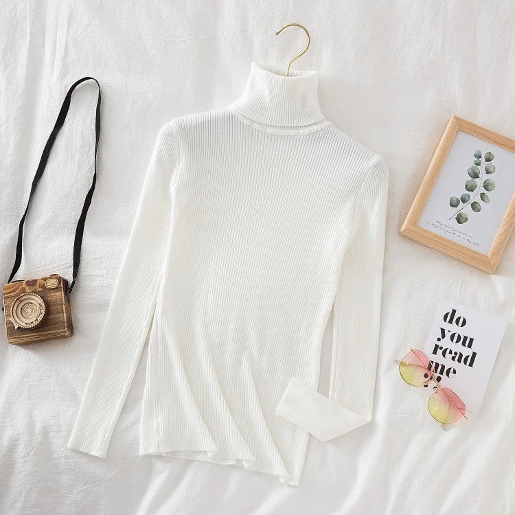 Turtleneck Sweater Knitted Soft Pullovers Cashmere Jumpers Basic