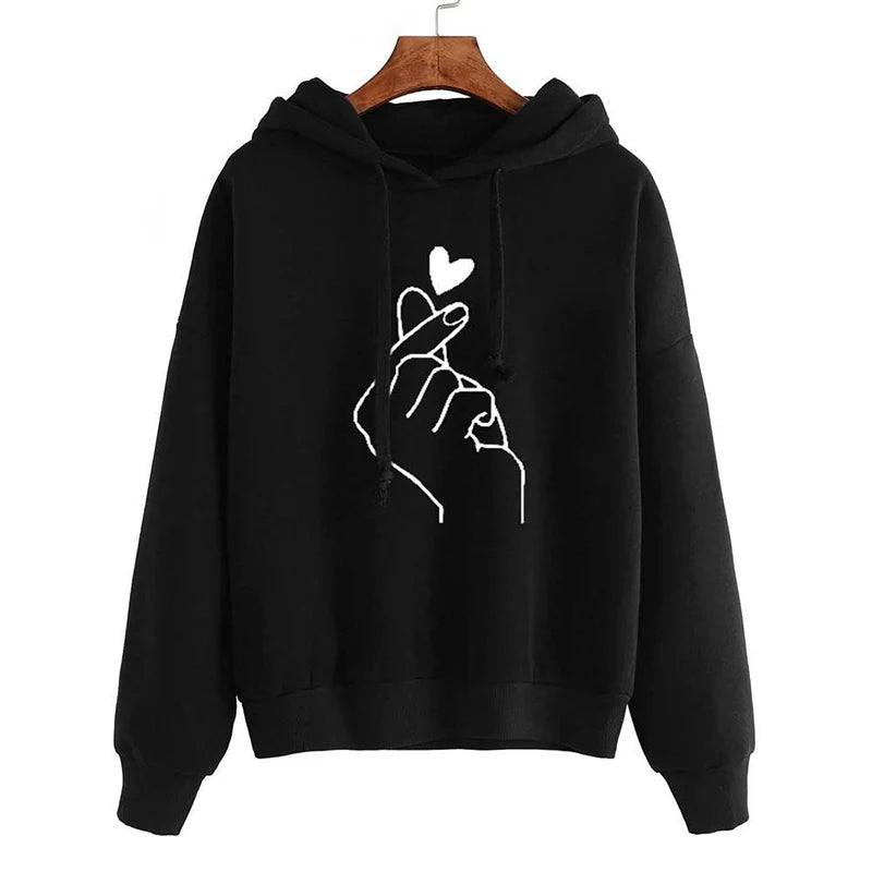Hoodie Finger Heart Hooded Korean Sweatshirts