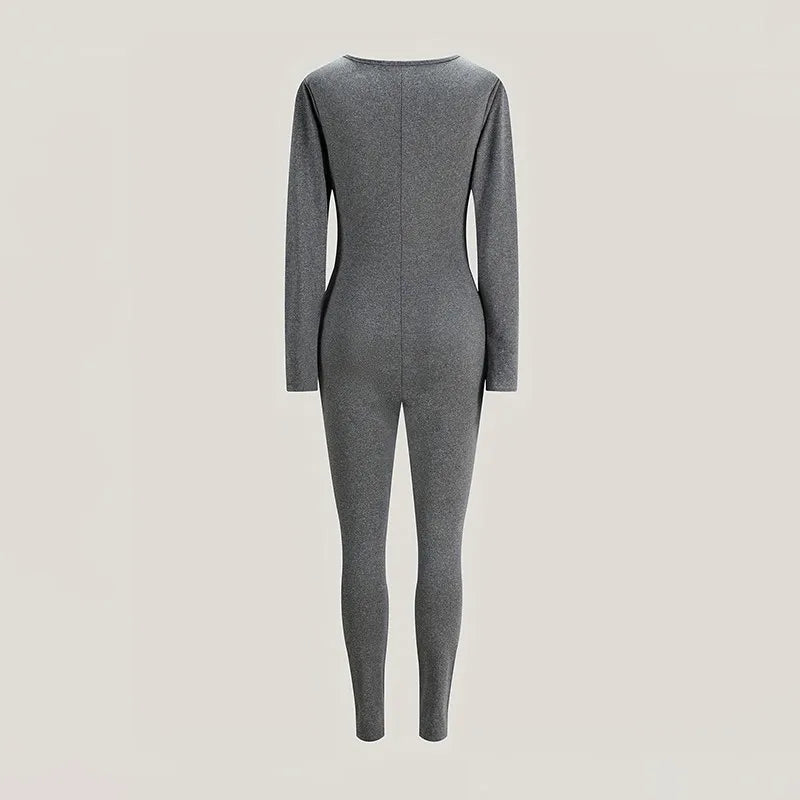 Jumpsuits Women Autumn New Solid Long Sleeve Bodycon