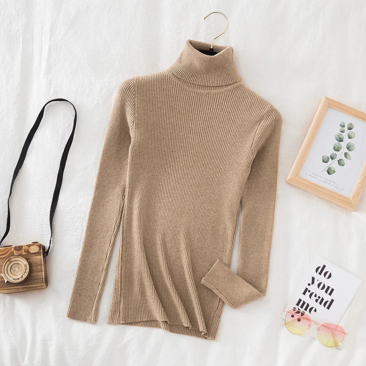 Turtleneck Sweater Knitted Soft Pullovers Cashmere Jumpers Basic