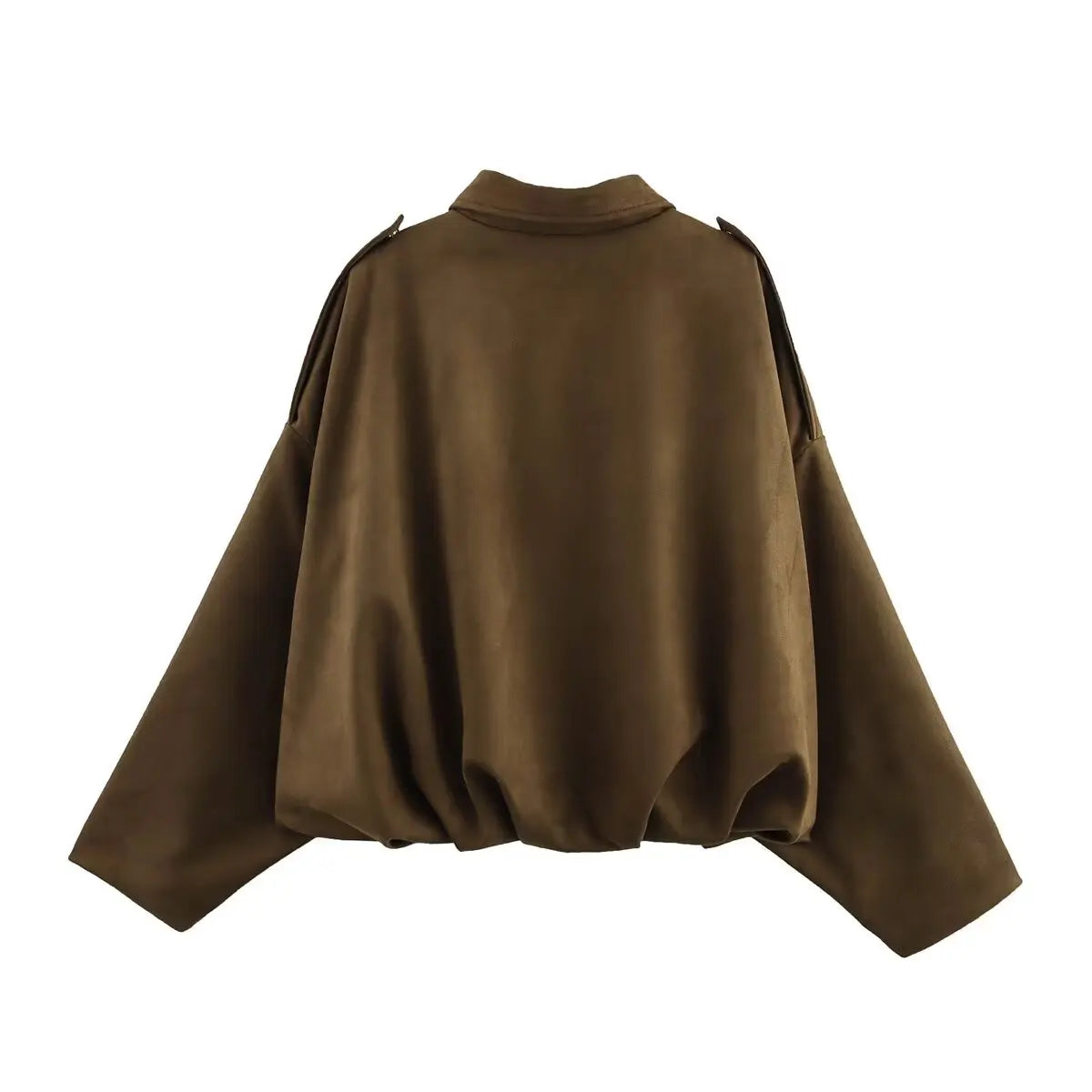 Women Suede Bomber Jacket Spring Long Sleeve