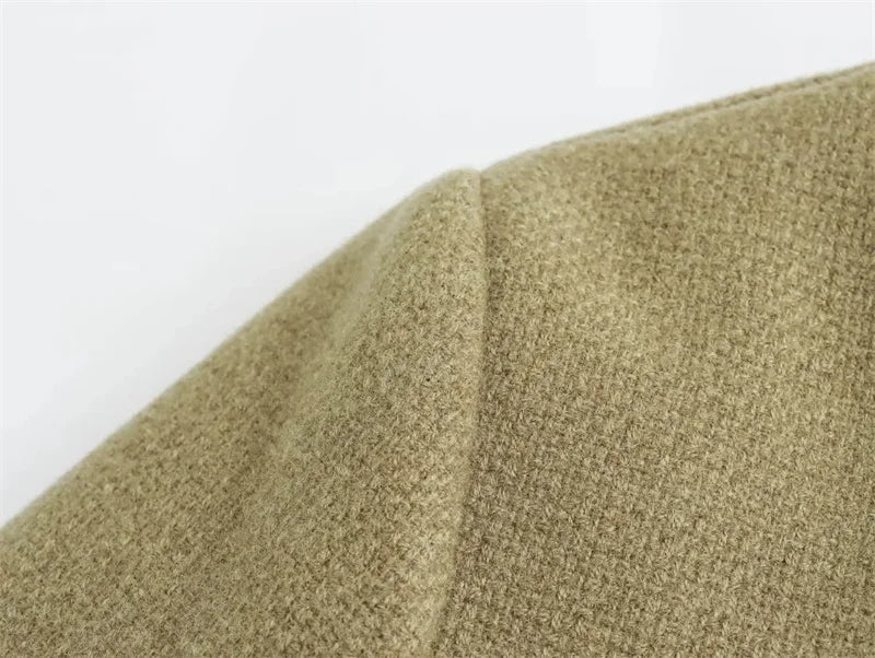 Cropped Tweed Jacket Woman Coat Button Long Sleeve Elegant Jackets