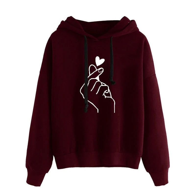 Hoodie Finger Heart Hooded Korean Sweatshirts