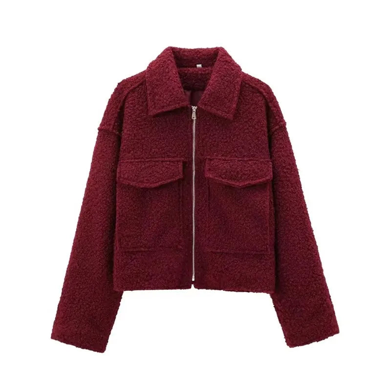Jackets Vintage Lapel Neck Long Sleeves Female Outfits