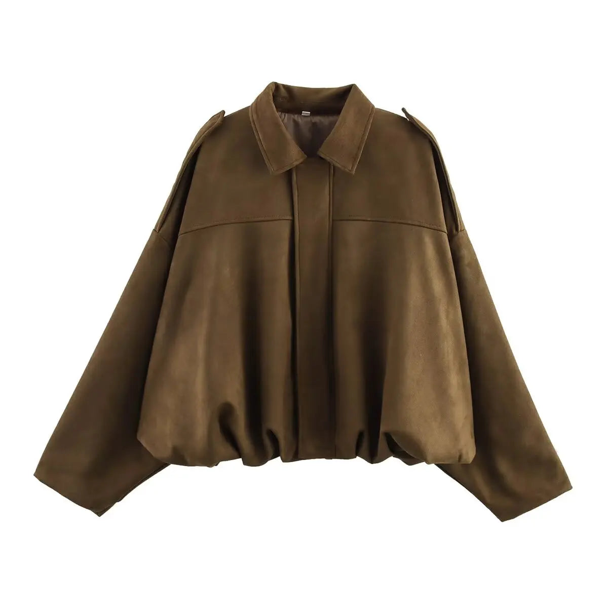 Women Suede Bomber Jacket Spring Long Sleeve