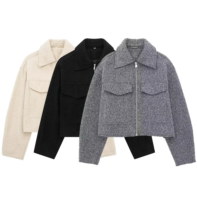 Jackets Vintage Lapel Neck Long Sleeves Female Outfits