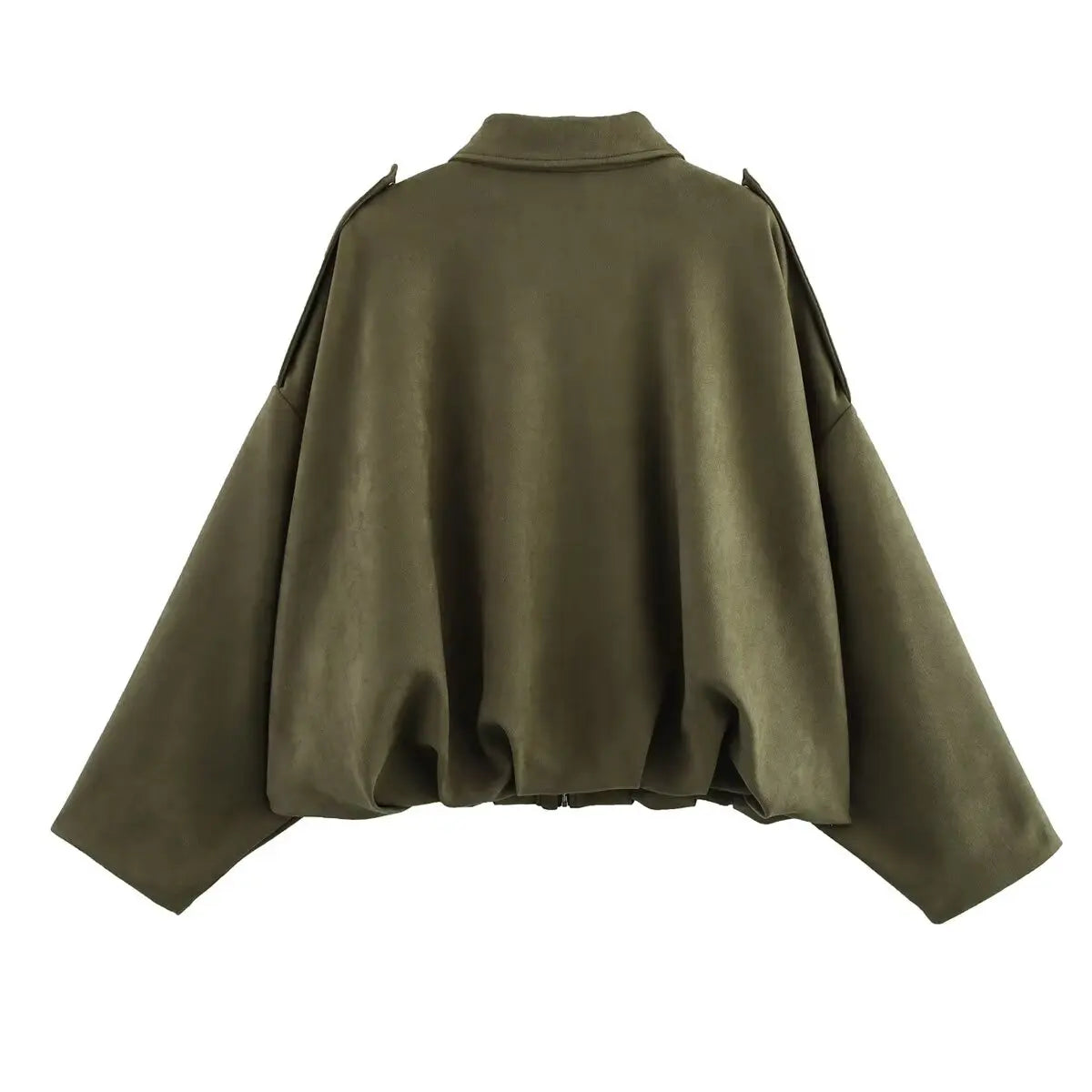 Women Suede Bomber Jacket Spring Long Sleeve