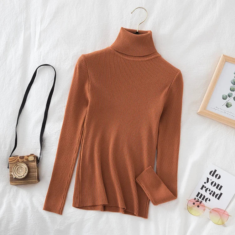 Turtleneck Sweater Knitted Soft Pullovers Cashmere Jumpers Basic