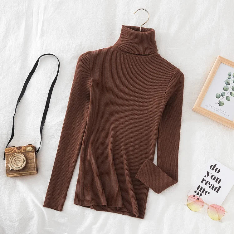Turtleneck Sweater Knitted Soft Pullovers Cashmere Jumpers Basic