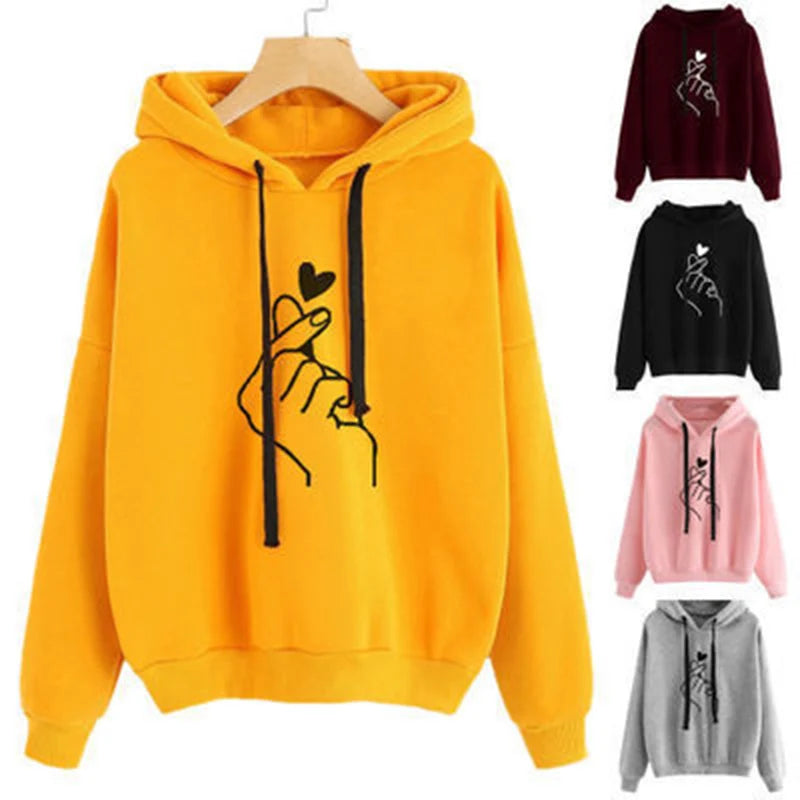 Hoodie Finger Heart Hooded Korean Sweatshirts